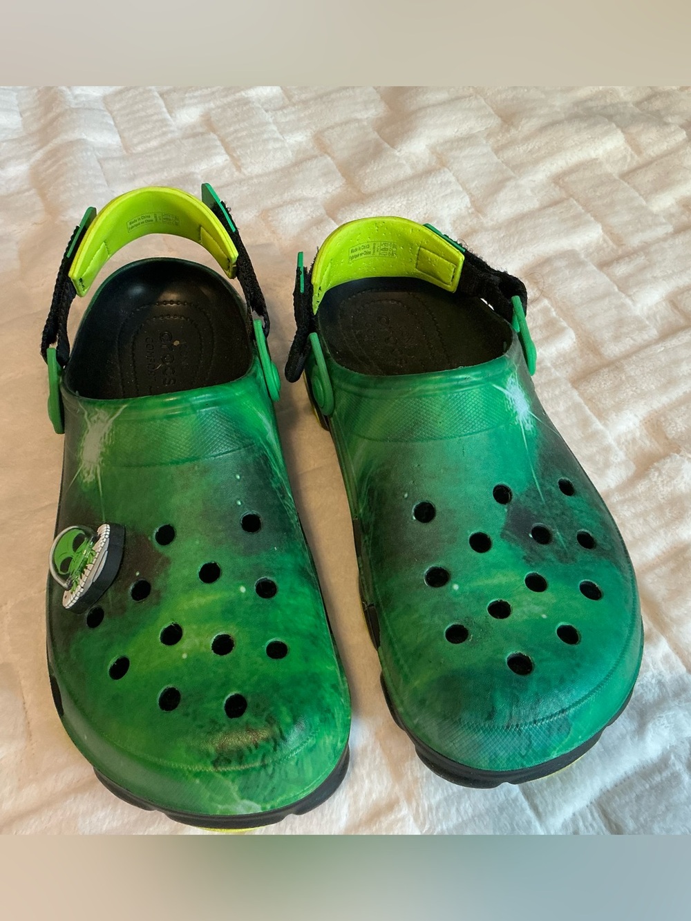 CROCS All-Terrain Men’s Green Alien 👽 Tie-Dye W/Heel Strap & UFO Jibbitz - 11